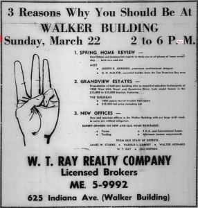 Ray's realty firm ran this ad in the Recorder in March, 1959 encouraging African Americans to become home owners